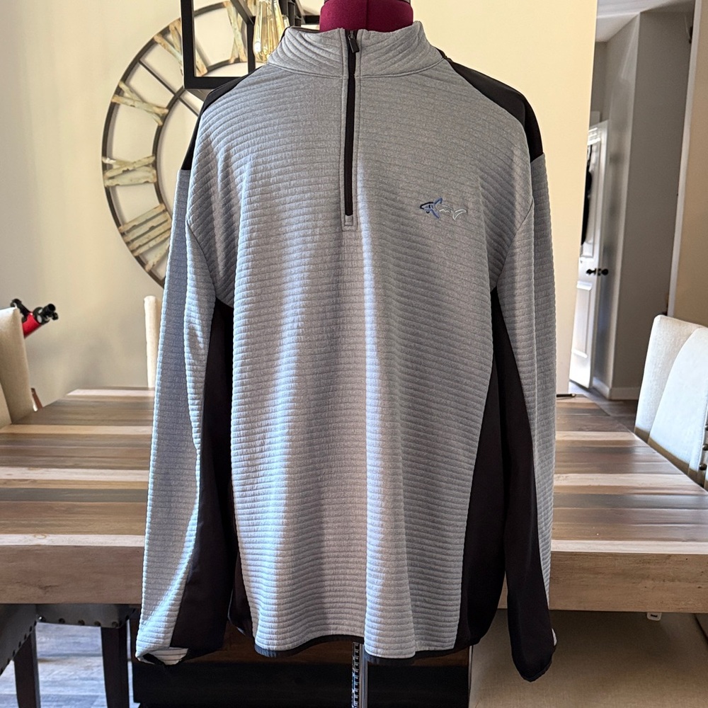 Attack Life by Greg Norman Gray and Black Zip Up Sweater